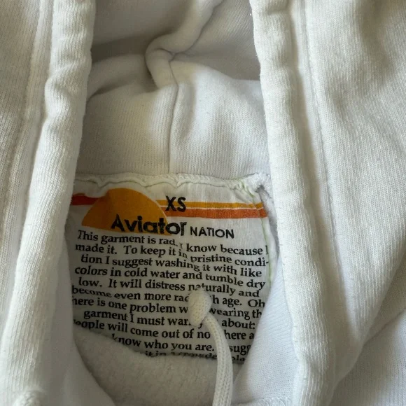 Aviator Nation White Cropped Hoodie size XS - Picture 4 of 7